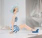 Preview: 50er Jahre Badefigur Evelyn in griechischem Sommeroutfit mit Hut (20cm)